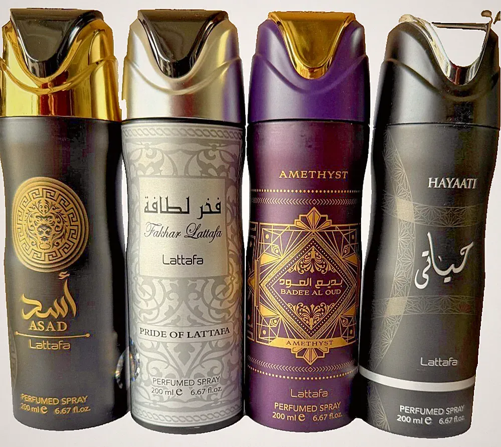 Lattafa Men's Perfumed Body Spray 6.67 oz 200 ml 4 Pcs Limited Time Offer