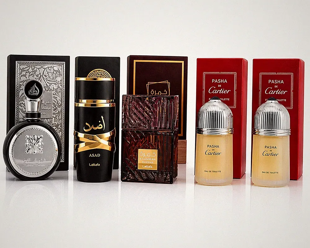 Men’s Fragrance Bundle Set (5 PCS) – Lattafa Fakhar + Asad + Khamrah + 2x Pasha